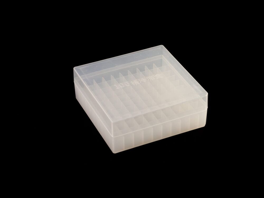Kelabscience 100-Well Cryo Rack Angled View with Lid Closed