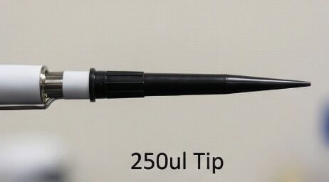 250 µL conductive pipette tip attached to laboratory pipette