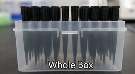 conductive pipette tips stored in laboratory tip box