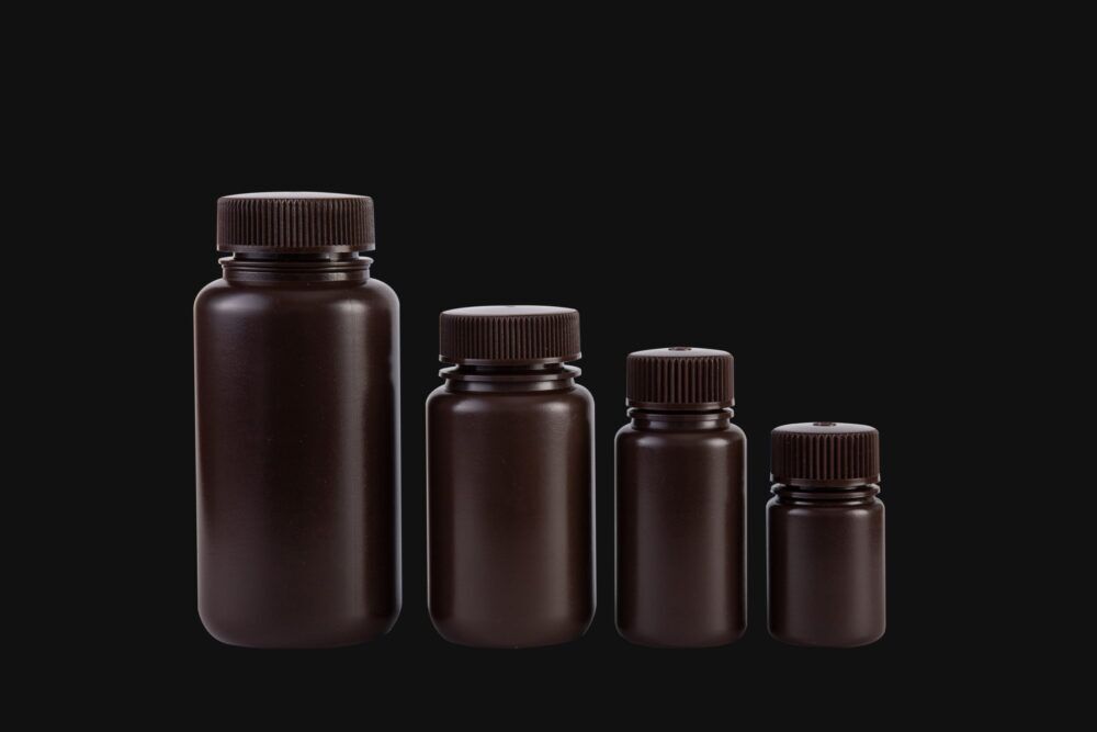 Kelabscience Amber Wide-Mouth Reagent Bottles, Mixed Capacities