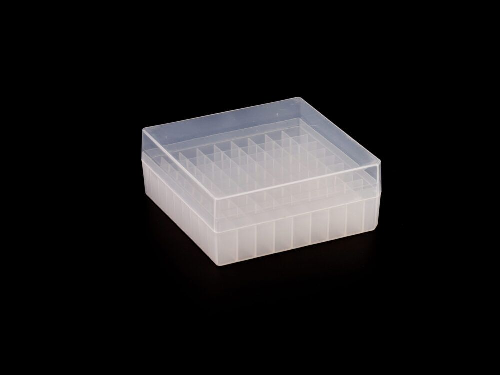 Kelabscience 81-Well Cryo Rack Angled View with Lid Closed