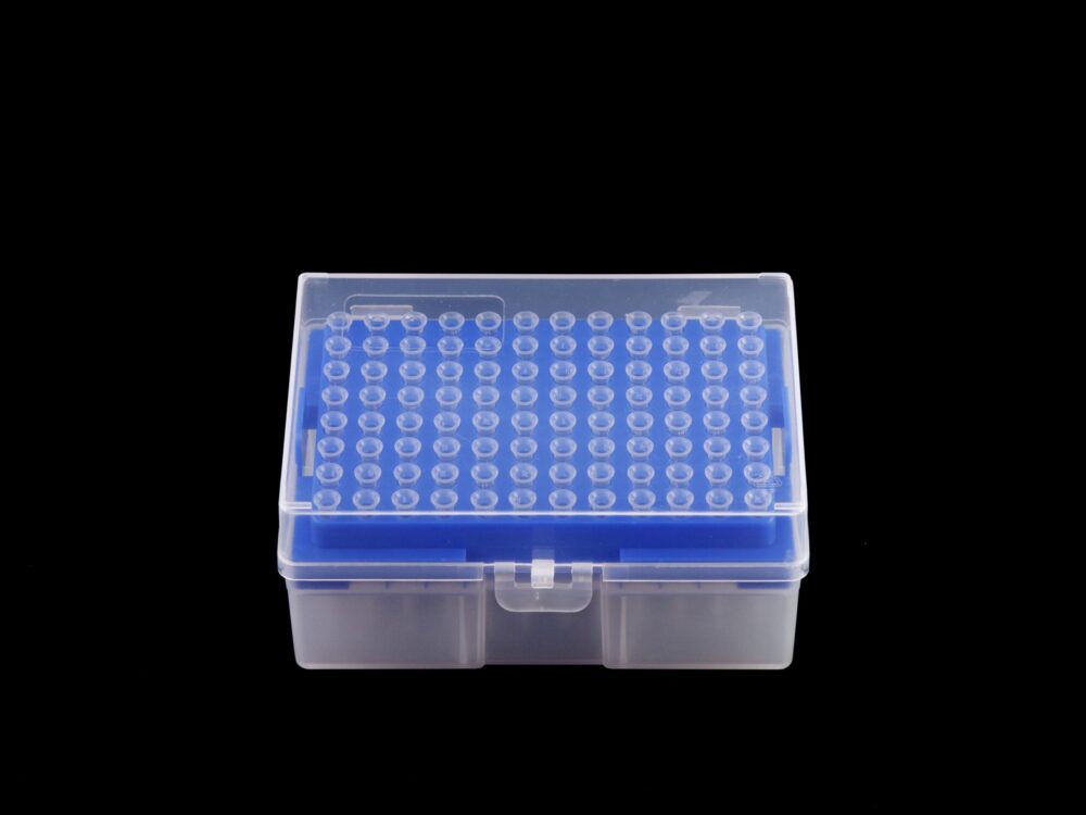 Kelabscience 10ul Short Filter Tips Boxed, Top View with Lid Closed