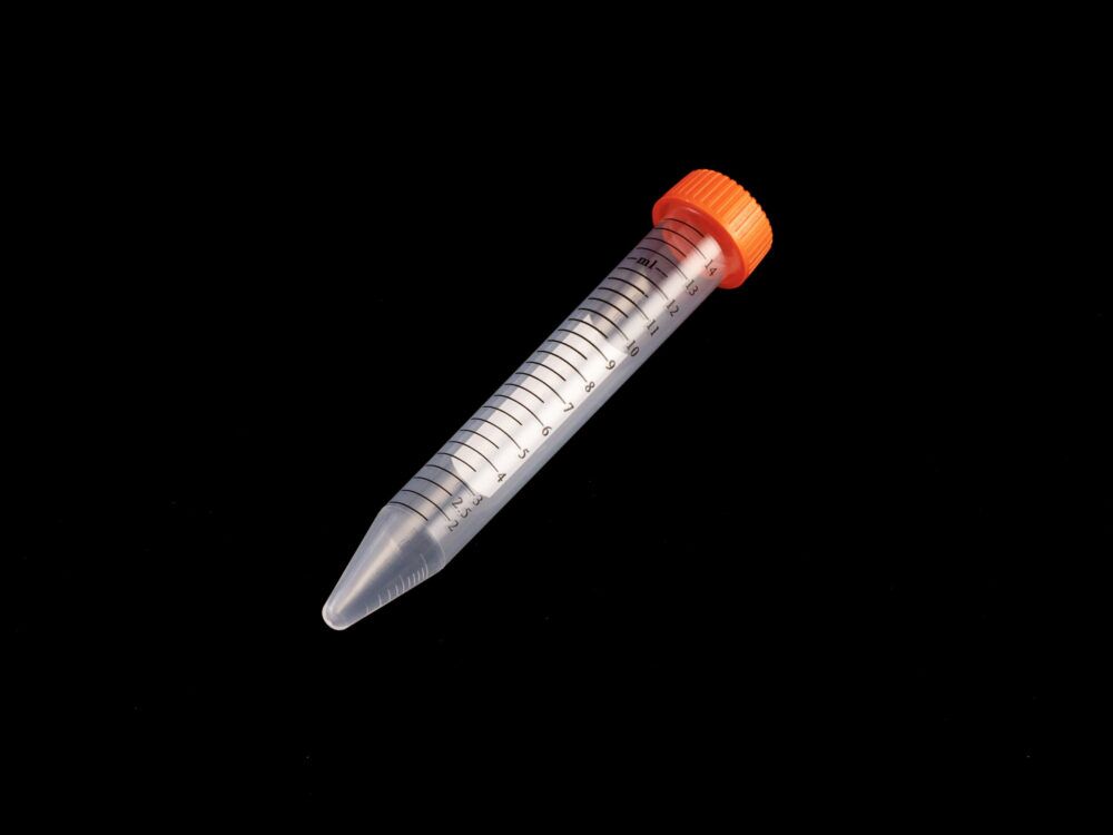 Kelabscience 15ml Centrifuge Tube with Orange Screw Cap, Side Angle